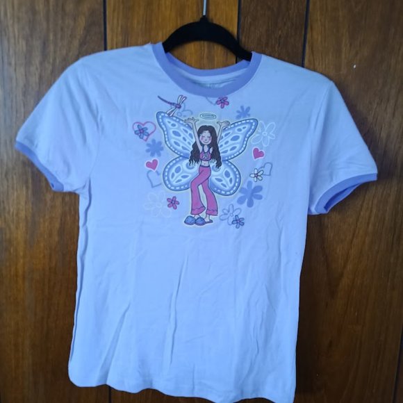 NWT Size L Girls Purple Crew Neck Long Sleeve Shirt - Fairy Flowers & Dragonfly - Picture 2 of 4